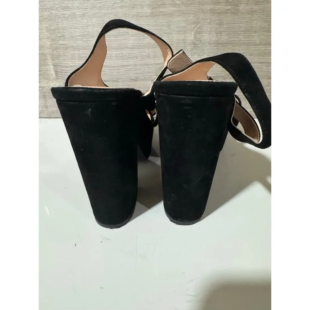 Kate Spade New York Black Suede Platform Sandals Heels Women’s Size 8.5B